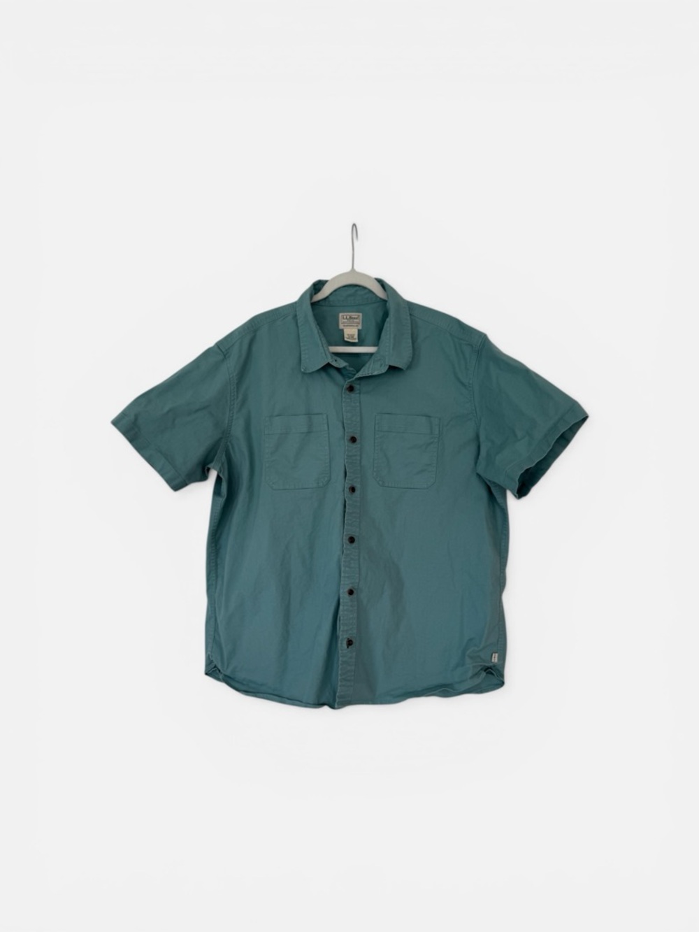 L.L. Bean Teal Short-Sleeve Button-Down Shirt